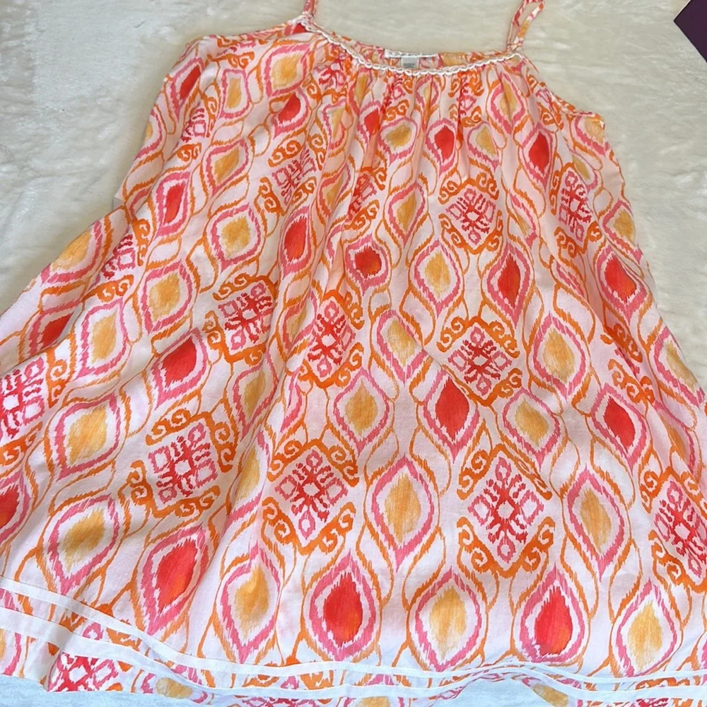 Oscar de‎ la Renta Ikat Cotton Slip Dress S | Boho Resort Summer Lounge - Picture 3 of 16